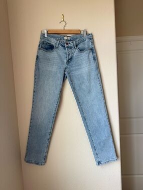 Oliver Logan High Rise Straight Leg Jeans 32x29.5 Light Wash Button Fly